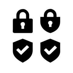 Security shield sign vector illustration, Lock security icon, Set of security shield icons, securityshields symbols with check mark and padlock, Shield security icon, Safety, protection sign
