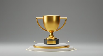 Fototapeta premium Golden Trophy Award Achievement, Victory, Success, Excellence, Celebration
