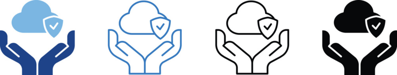 Data safe icon set multiple style collection 