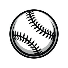 Baseball Ball Clipart Black and White Design, Isolated Sports Icon, Minimalist Style