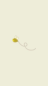A bee kite flying toward end of the picture