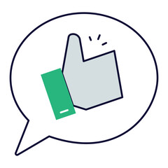 Thumbs Up Feedback. Hand with thumbs up inside bubble for customer satisfaction and positive support