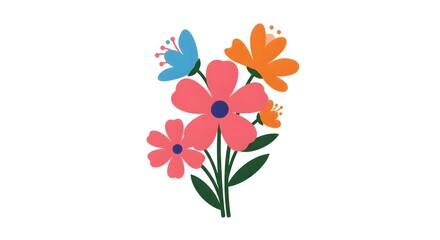 Obraz premium Vibrant Floral Bouquet Illustration Colorful Flowers in a Simple Design