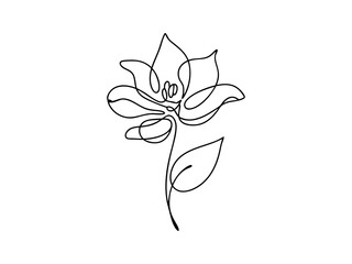 Minimalist single line flower drawing