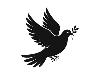 Silhouette of a dove carrying an olive branch