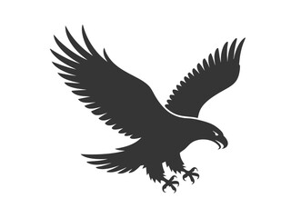 Eagle silhouette soaring with open wings vector illustration