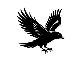 Crow bird silhouette with spread wings vector illustration