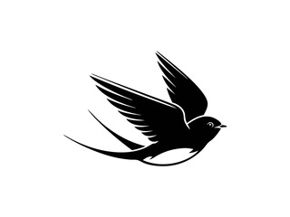 Flying swallow bird silhouette illustration with outstretched wings