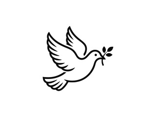 
Peace Dove with Olive Branch Vector Line Art Icon