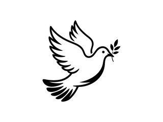
Peace Dove with Olive Branch Vector Line Art Icon
