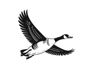 Flying Canada Goose Vector Silhouette Illustration
