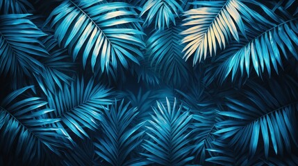 Serene Teal Palm Leaves: A Tropical Paradise