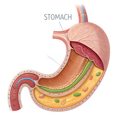 Understanding Stomach Anatomy: A Detailed Visual Guide on transparent background