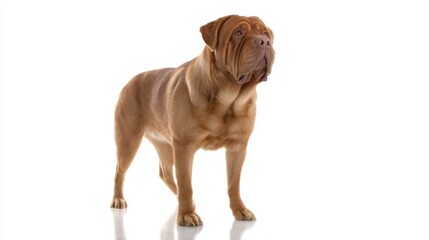 Obraz premium A single, detailed cartoon dog, on a pure white background, highlighting its natural imperfections with professional studio lighting