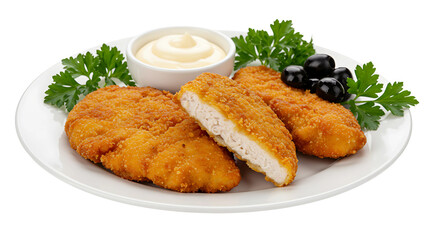 Fish Sticks and Dipping Sauce Isolated on Transparent Background