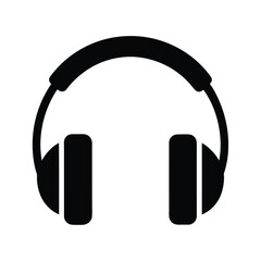Headphones Music Stencil Icon Silhouette Vector Illustration