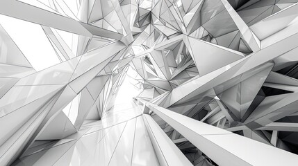 White Geometric Poligon Abstract Background ,Gray or black and white b&w Random geometric backdrop ,White Geometric Polygon Abstract Background