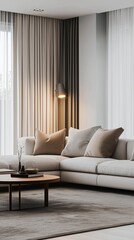 A blank banner in spacious living room with the elegant design.