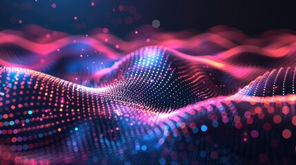 A blue and pink wave with many dots
