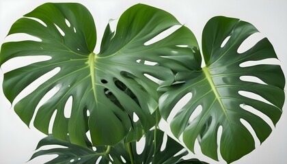 Vibrant monstera leaves showcase a lush, green display with elegant, natural patterns.