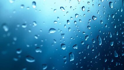 Raindrop Melody. Rain beating against the window, with soft blue tones reflecting the beat of each drop.