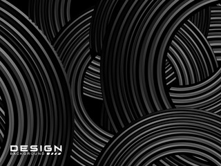 Abstract shining circle lines on black background. Geometric line art design. Modern shiny black lines. Futuristic technology concept. Suitable for posters, covers, banners, brochures, websites, etc