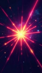 Obraz premium Dynamic starburst, brilliant glow, sharp vector lines , night, energy