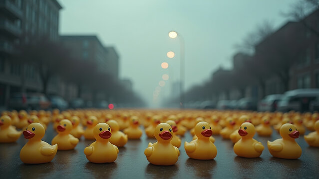 Rubber Ducks on City Street