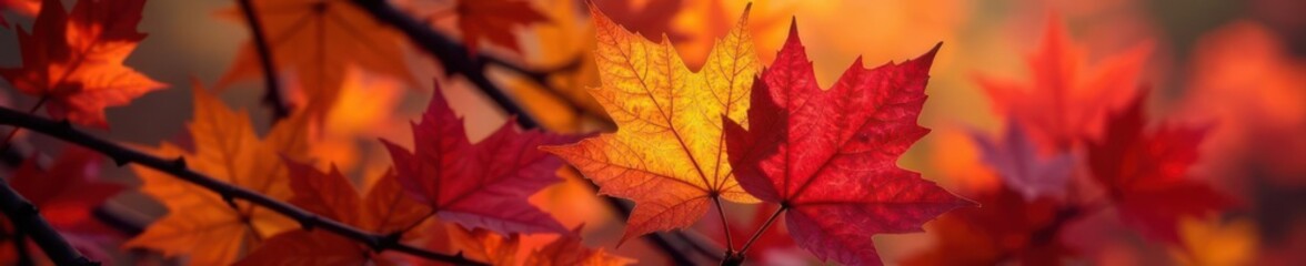Close-up of richly hued autumn leaves, showcasing intricate details , leaves close up, autumn colors, beautiful