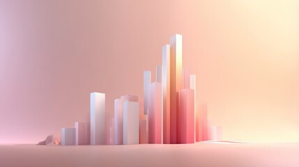 Abstract Growth Chart Visualization with Minimalist Design, Soft Gradient Background, Professional Business Concept, Even Studio Lighting