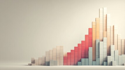 Fototapeta premium Abstract Growth Chart Visualization with Minimalist Design, Soft Gradient Background, Professional Business Concept, Even Studio Lighting