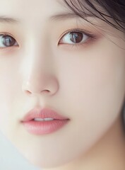 Close Up Portrait Of A Young Woman With Soft Lighting And Natural Makeup