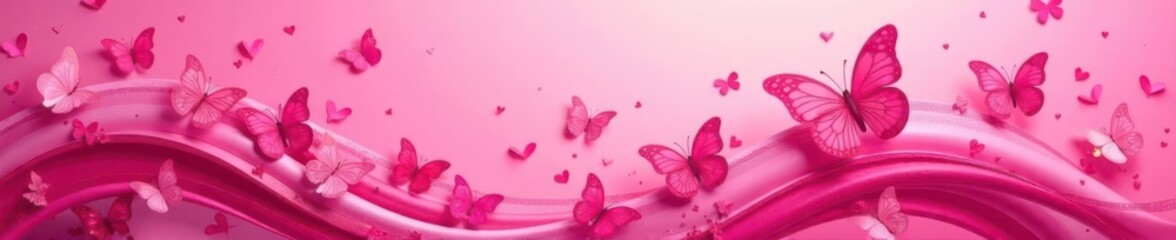 Intricate pink butterfly wave pattern, Valentine card, paper craft, background