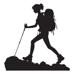 Girl hiking silhouette vector