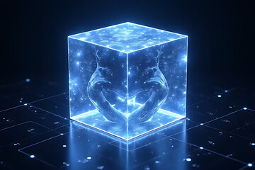 Frozen digital creatures virtual space 3d artwork futuristic close-up abstract concept