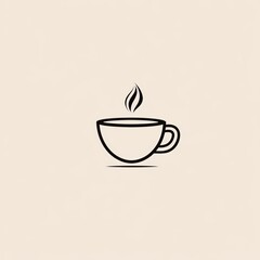Obraz premium A minimalist logo for a specialty coffee brand. The design is a simple coffee cup in a monochromatic color scheme (black/white) with warm brown options.