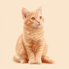 adorable orange tabby cat sitting, vexel art style, clean vector lines with rich shading, cute expression, pastel background accents, digital realism, high contrast, flat yet detailed layers.