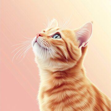 adorable orange tabby cat sitting, vexel art style, clean vector lines with rich shading, cute expression, pastel background accents, digital realism, high contrast, flat yet detailed layers.