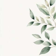 Obraz premium delicate watercolor botanical elements with handwritten-style inspirational quote, leaves, branches, soft green and beige tones, minimal composition.