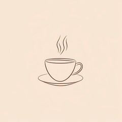 minimal coffee shop logo design, single line art of coffee cup with steam, neutral brown tones, cozy and modern style, sans-serif font.