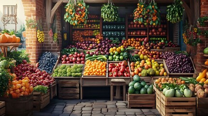 Vibrant Farmer's Market: A Colorful Array of Fresh Produce