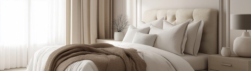 A modern and minimalist bedroom.	
