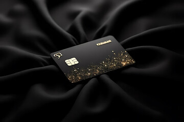 Luxury card showcase elegant display digital photography dark fabric close-up view wealth concept