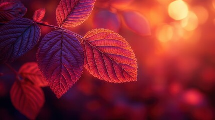 Fototapeta premium Autumnal Leaves: A Symphony of Crimson and Burgundy Hues