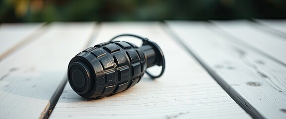 Black Hand Grenade on Wood