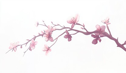 Naklejka premium Delicate Pink Blossom Branch On White Background