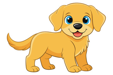 Illustration of Cute baby Golden Retrieve on white.