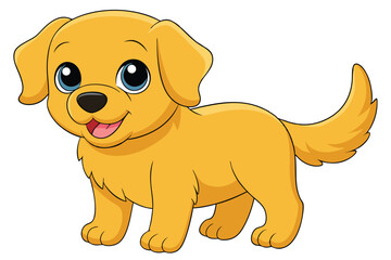 Illustration of Cute baby Golden Retrieve on white.