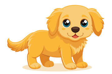 Illustration of Cute baby Golden Retrieve on white.