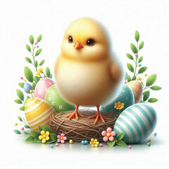 Cute Easter Chick Isolated on White Background with Transparent Effect write me the